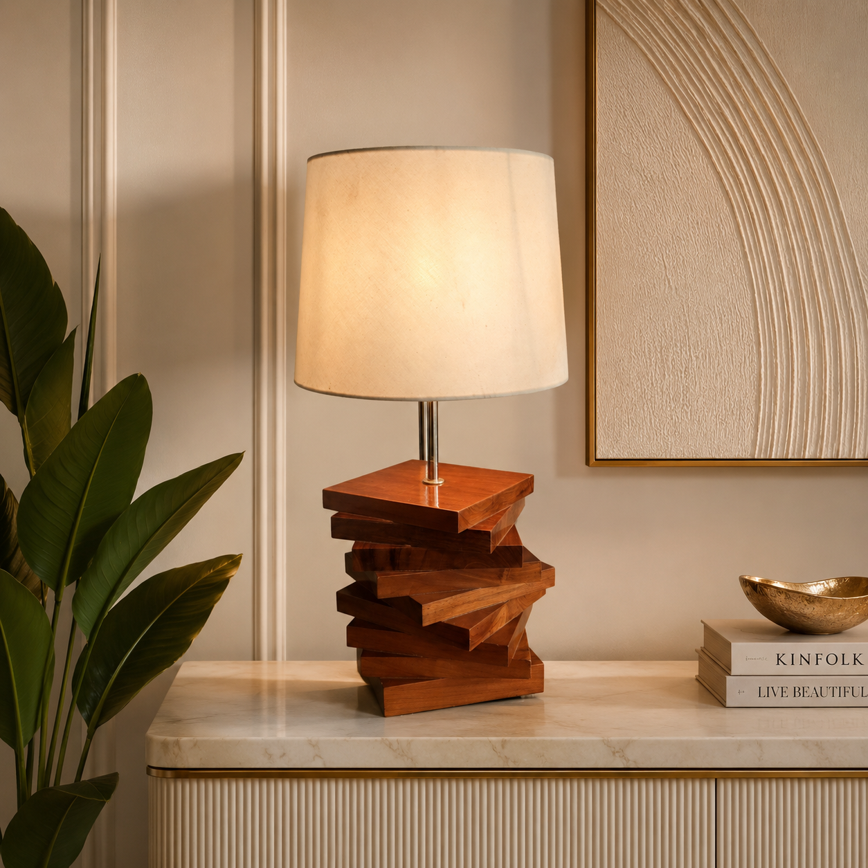 DECORA Mahogany Wooden Base Deco Lamp